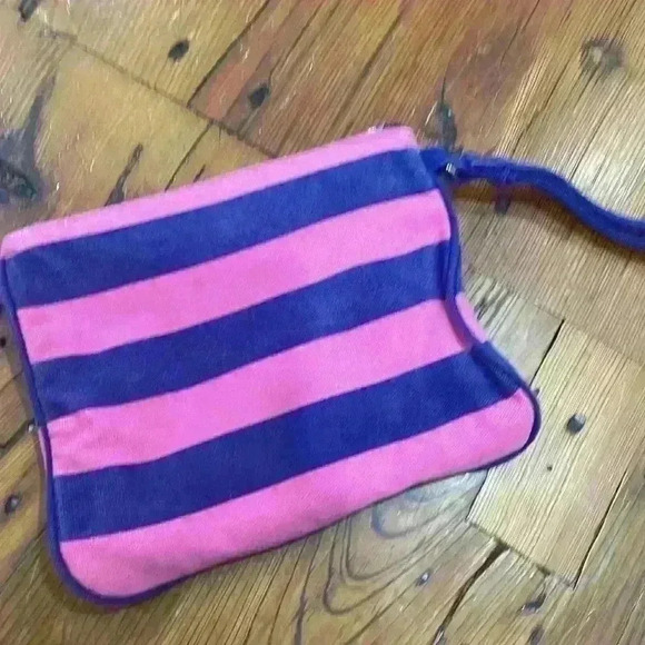 Disney Parks Minnie Mouse Wristlet Navy/Pink Stripe Pouch Purse - Picture 4 of 7